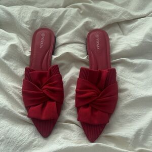 Women's Red Bow Slip-On Shoes